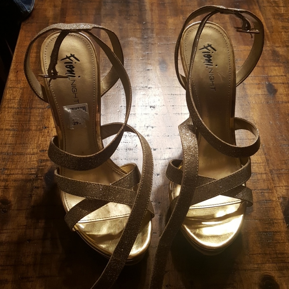Gold high heels